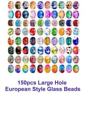 150pcs Large Hole European Style Glass Beads